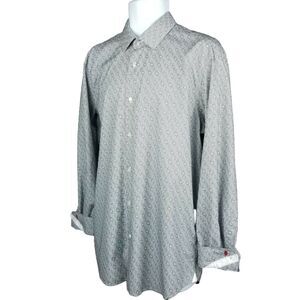 Robert Graham est 01 Men's Button Shirt 43/17 Flip Cuff Black White Cotton